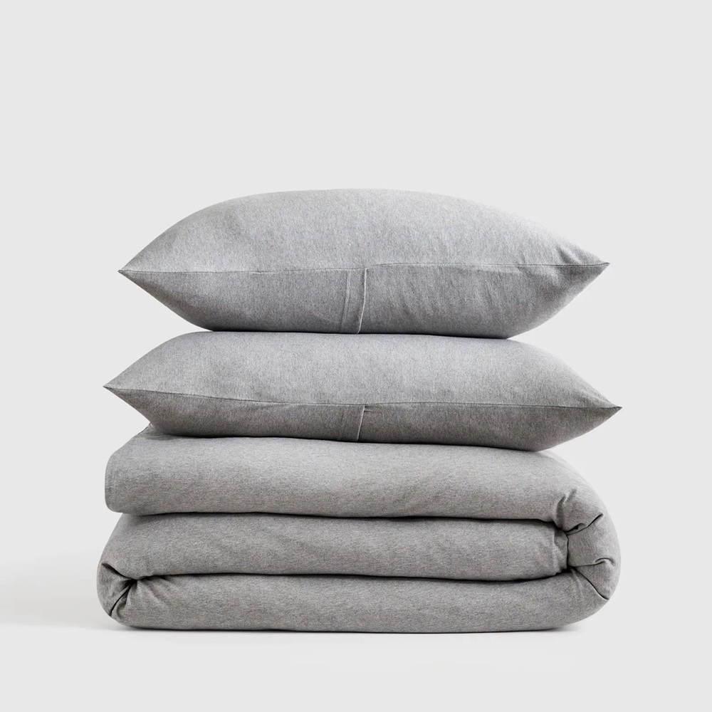 NWOT QUINCE Organic Jersey Duvet Cover Set - Heather Grey - Full/Queen